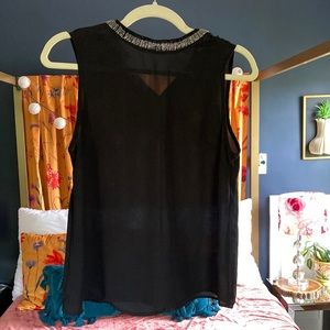 Black mock neck tank w beaded detail